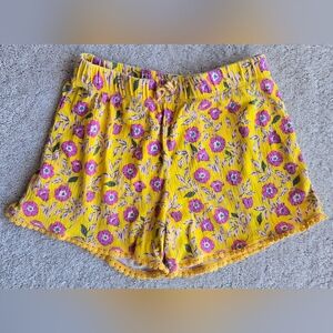Carter's Bright Yellow Floral Pull-On Shorts with Pink Flowers